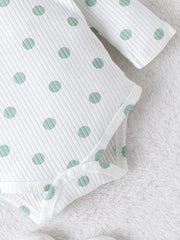 Light Green with Children's Ruffled Polka Dot Bodysuit And Pants Set