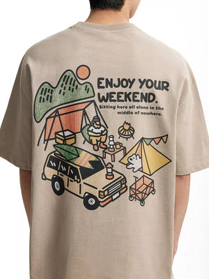 Men's Graphic Round Neck T-shirt in White