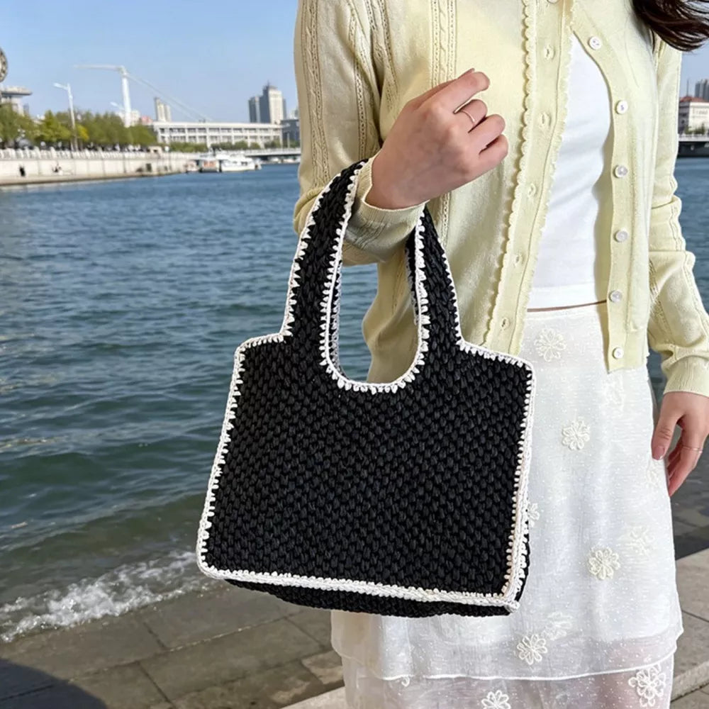 Green Woven Straw Handbag