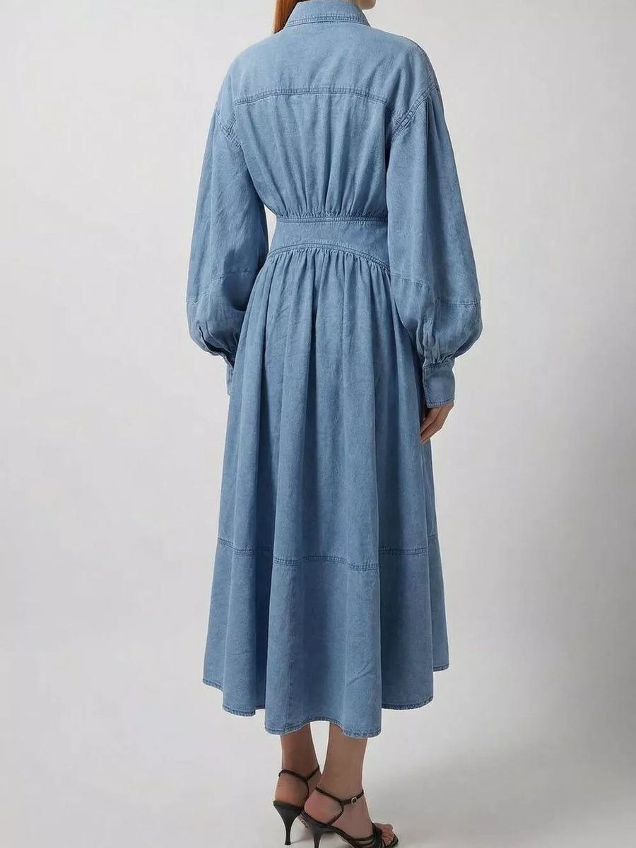 95%cotton, 5%spandex Care instructions: Machine wash cold wrap dress in Dark Blue with A-line silhouette