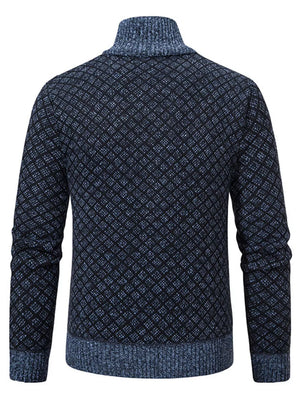 Men's Plus Size Textured Zip-up Cardigan in Black