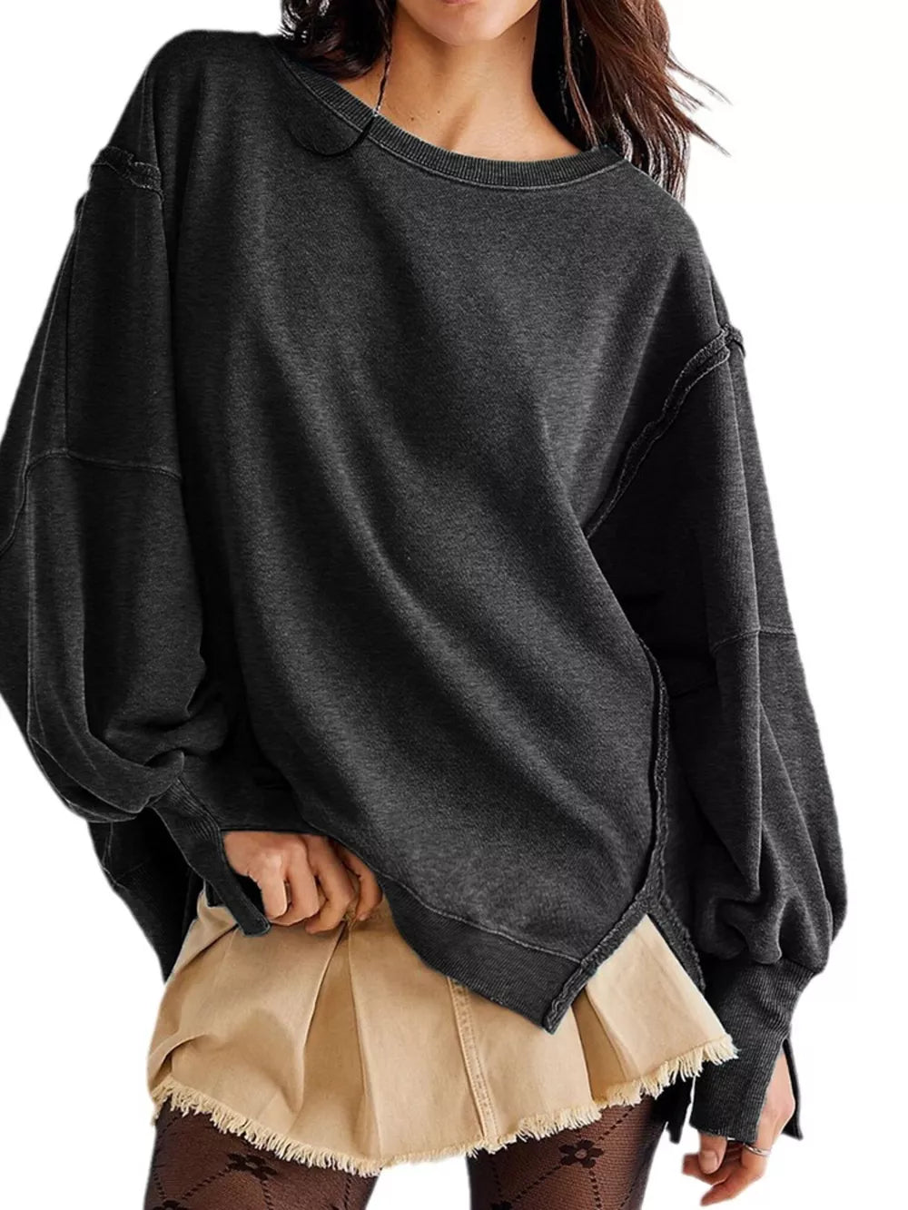100% polyester Care instructions: Machine wash cold sweatshirt in Cerise with oversized silhouette