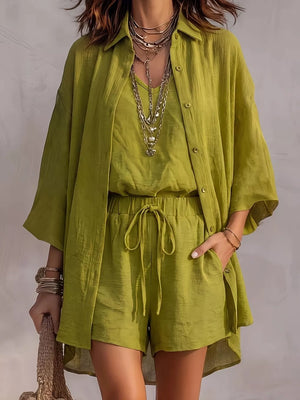 lounge set in lime green featuring tied and relaxed fit