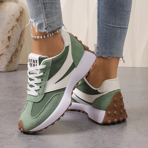 Black Color-blocked Platform Casual Sneakers