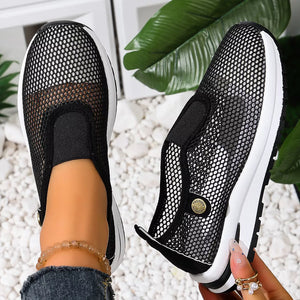 Breathable Mesh Slip-ons in Black with mesh upper