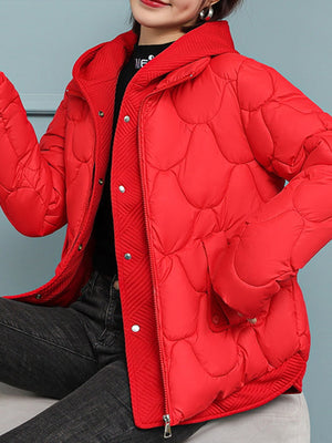 quilted jacket in Red with thermal and hip-length
