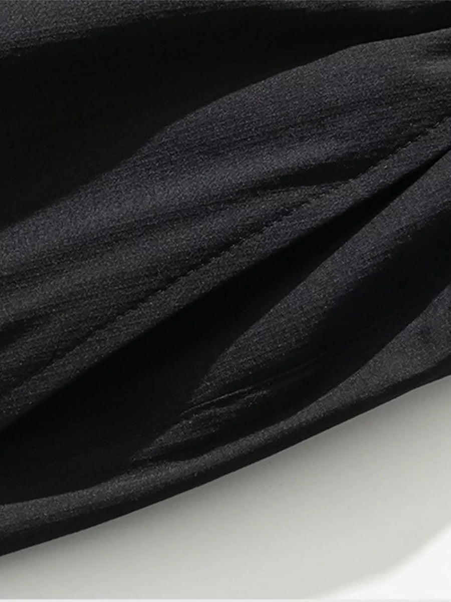 Black cargo capris with adjustable drawstring detail