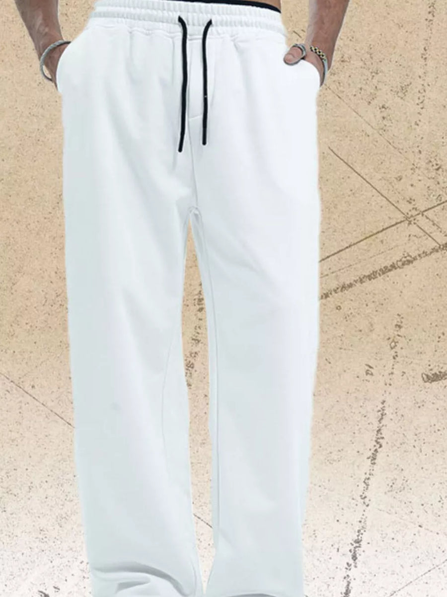 Gray Men's Drawstring Wide Leg Pants