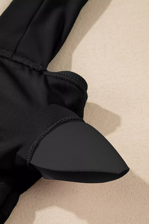 Square Neck Ruched One Piece Swimsuit in Black with ruched