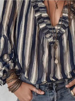 navy blue blouse with hip-length and pullover