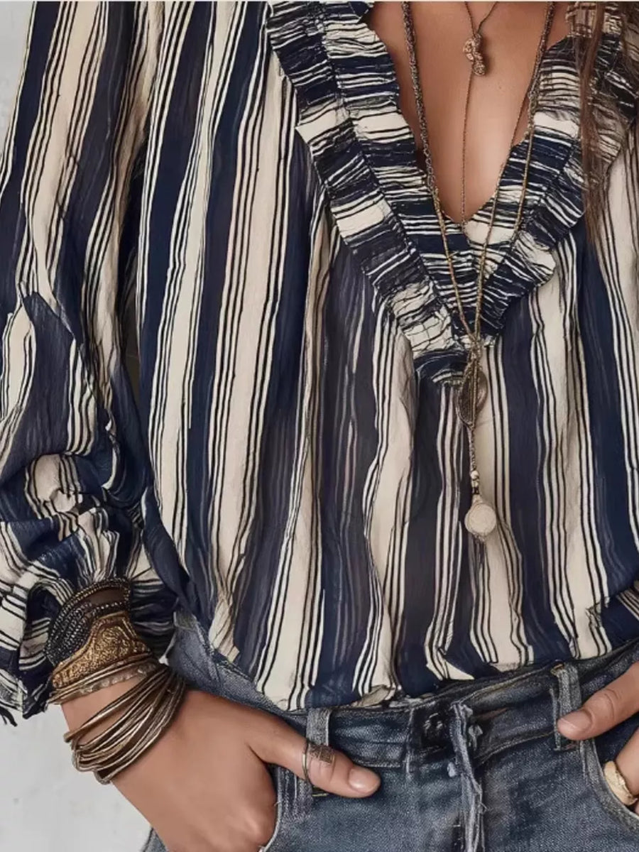 navy blue blouse with hip-length and pullover