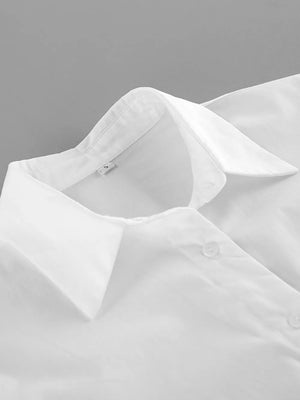 Tie-waist Wrap-front Shirt in White