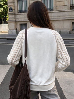 modern sweatshirt in White with crew neck