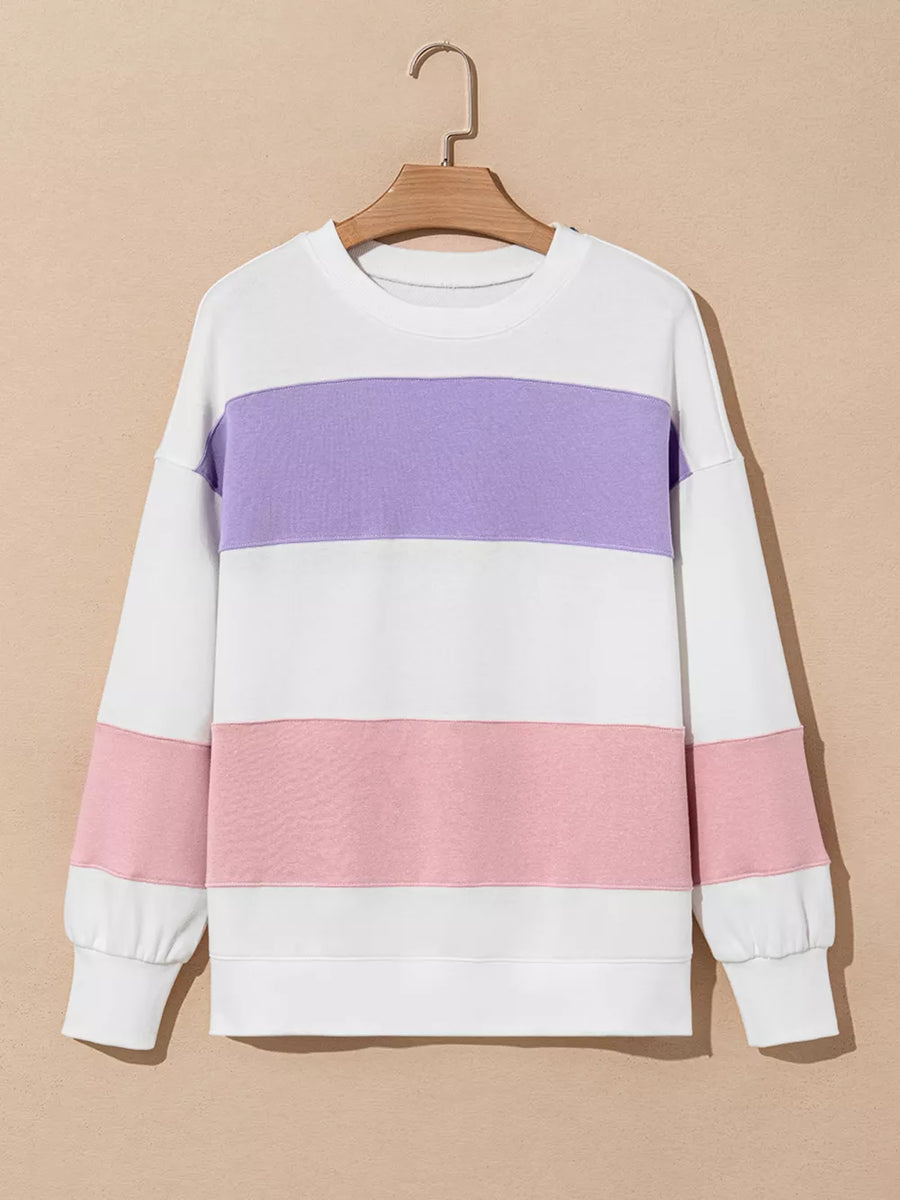 Colorblock Patchwork Drop Shoulder Sweatshirt option 7