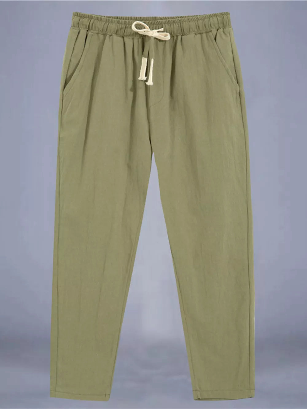 White Men's Plus Size Drawstring Loose Fit Pants