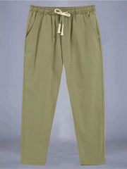 White Men's Plus Size Drawstring Loose Fit Pants