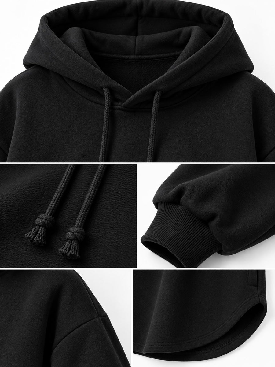 streetwear pullover hoodie in black with hooded