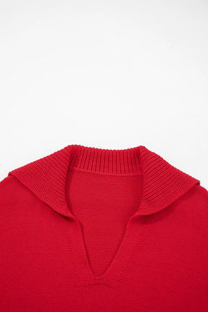 classic pullover sweater in Deep Red with v-neck