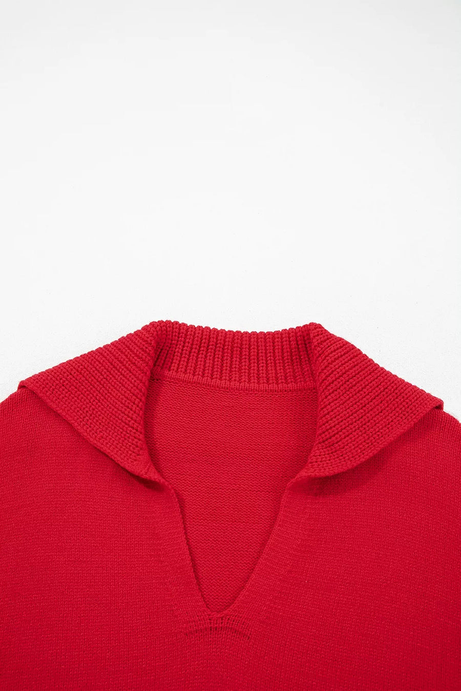 classic pullover sweater in Deep Red with v-neck