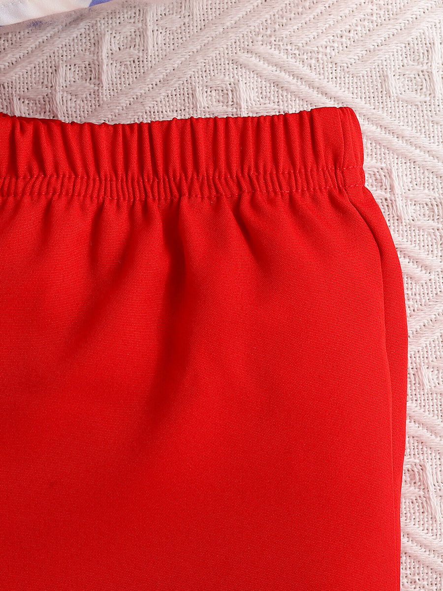 Red cotton bikini bottoms with elastic waistband