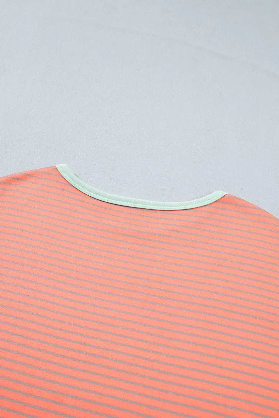 Stripe Colorblock Raw Seam Long Sleeve Tunic option 10