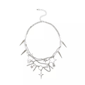 Titanium Steel Gothic Star Cross Choker Necklace option 6