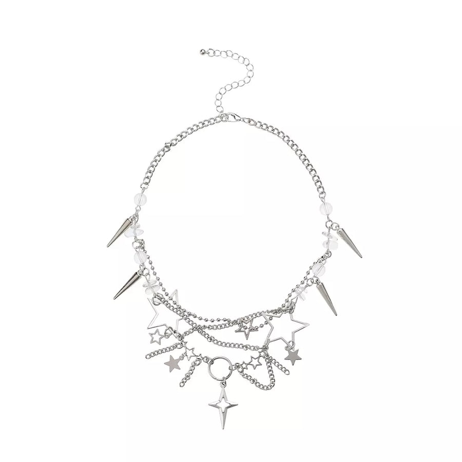 Titanium Steel Gothic Star Cross Choker Necklace option 6
