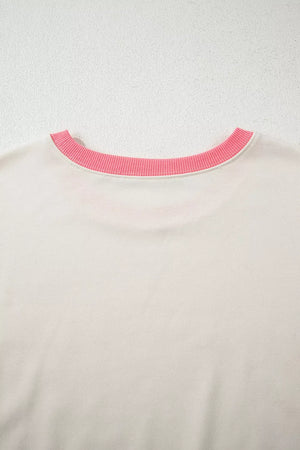 mauve sweatshirt with ribbed cuffs and long sleeve
