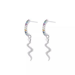 earrings featuring geometric in Silver with Platinum-Plated,925 sterling silver,Zircon Care instructions: Avoid wearing duri