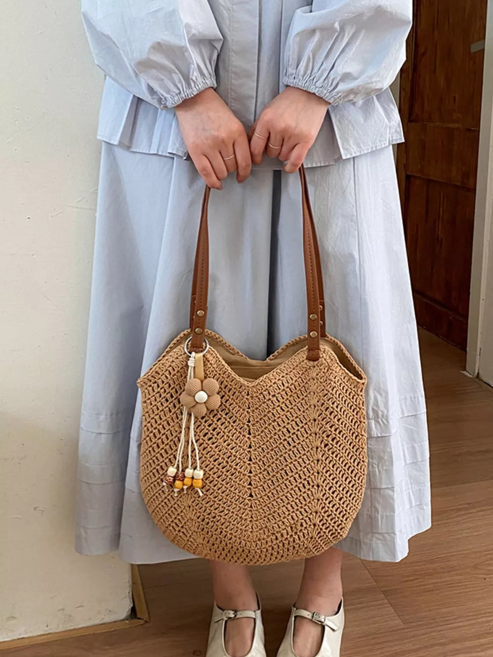 Polyester Imported Size &amp shoulder bag in tan with relaxed silhouette