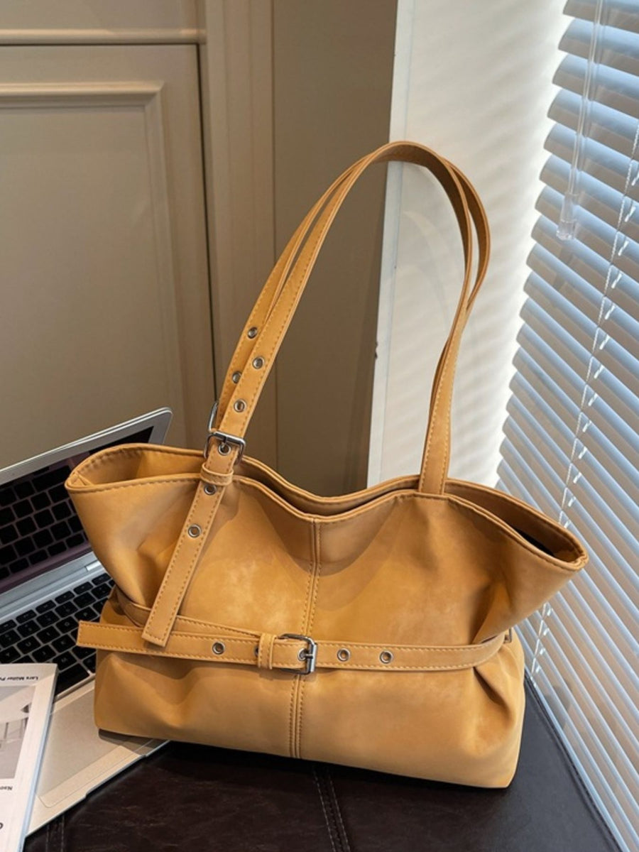 Medium Buckle Detail Shoulder Bag in Black with buckle detail