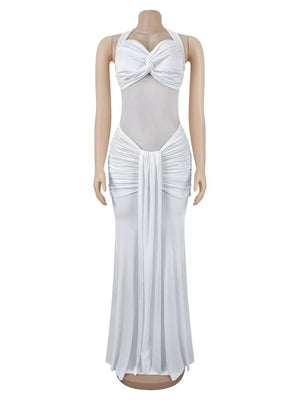 100% polyester Care instructions: Machine wash cold bodycon dress in White with fitted silhouette