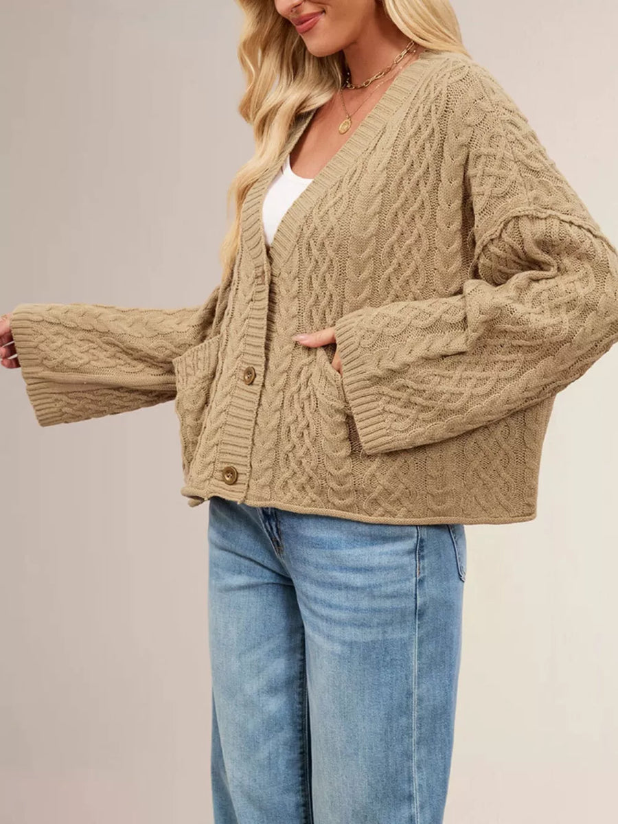 100% Acrylic Care instructions: Machine wash cold cardigan in Black with relaxed silhouette