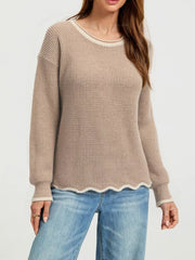 ivory regular pullover sweater with crew neck