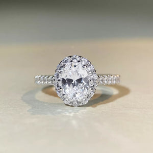 1.5 Carat Moissanite 925 Sterling Silver Oval Ring in clear with oval cut moissanite