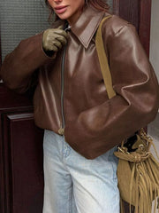 edgy bomber jacket in Burgundy with collared