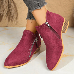 boots in Orange Red with point toe and ankle-length