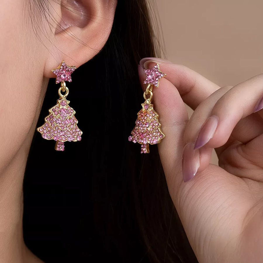 earrings in gold featuring rhinestone embellishment and dangle fit