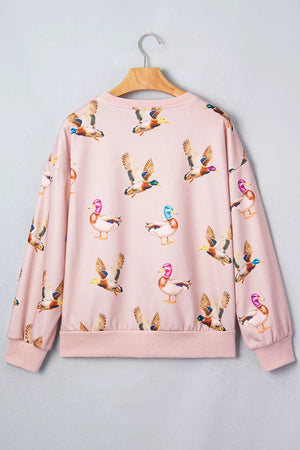sweatshirt in brown with duck-print and drop shoulder