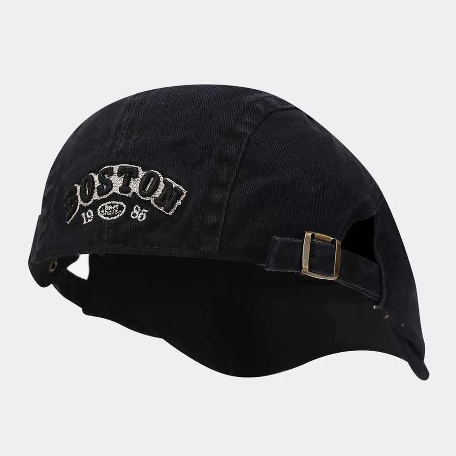 Vintage Boston Embroidered Cotton Baseball Cap in Black with embroidered