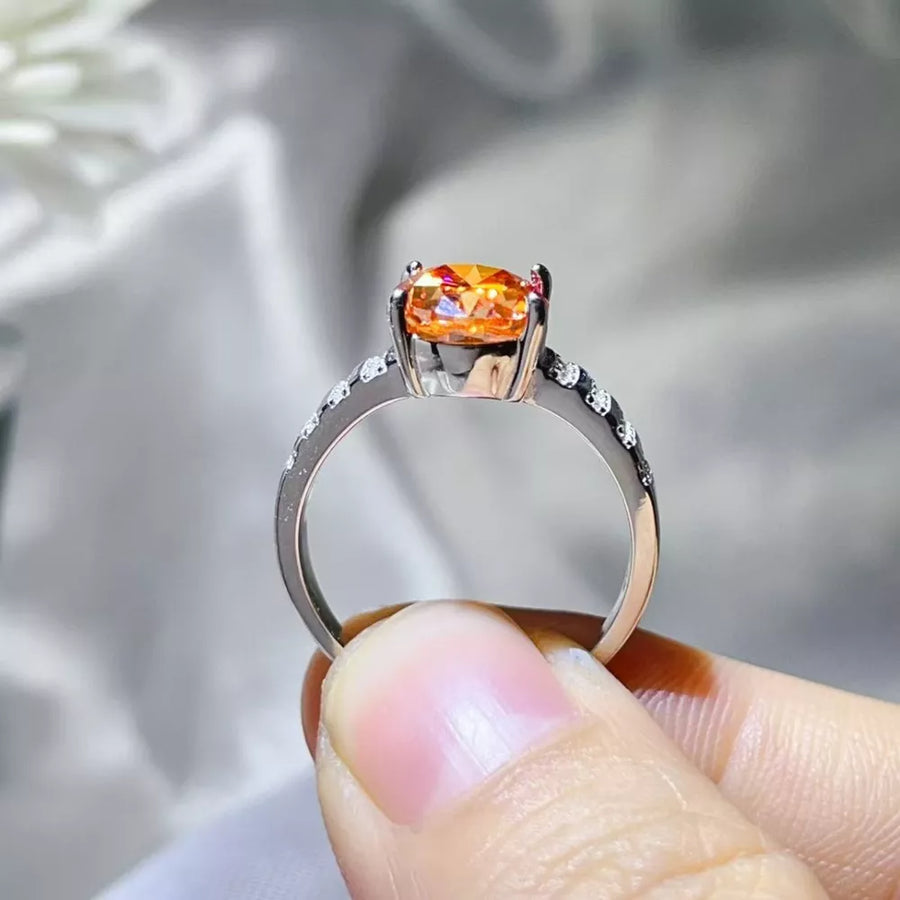 Platinum-Plated,925 sterling silver,Moissanite Carat weight: 3ct Care instructio ring in silver with fitted silhouette