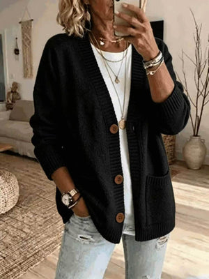 Lemon Yellow cardigan with pocketed and long sleeve
