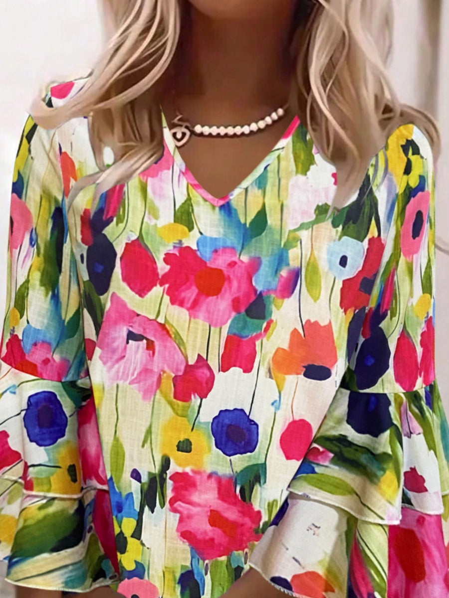 Multicolor mini dress with mini and pullover