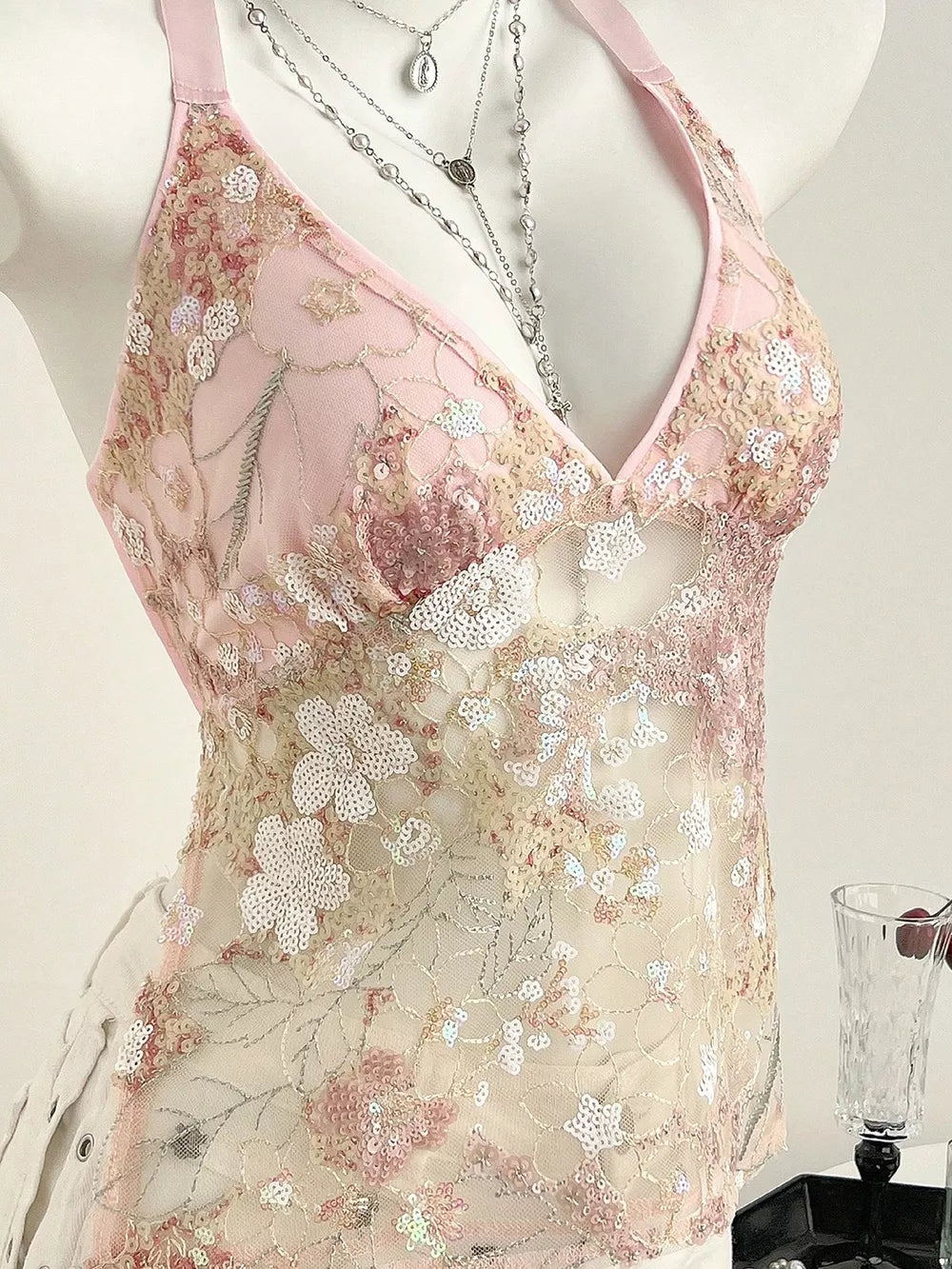 Sequin Halter Neck Cami in this colorway