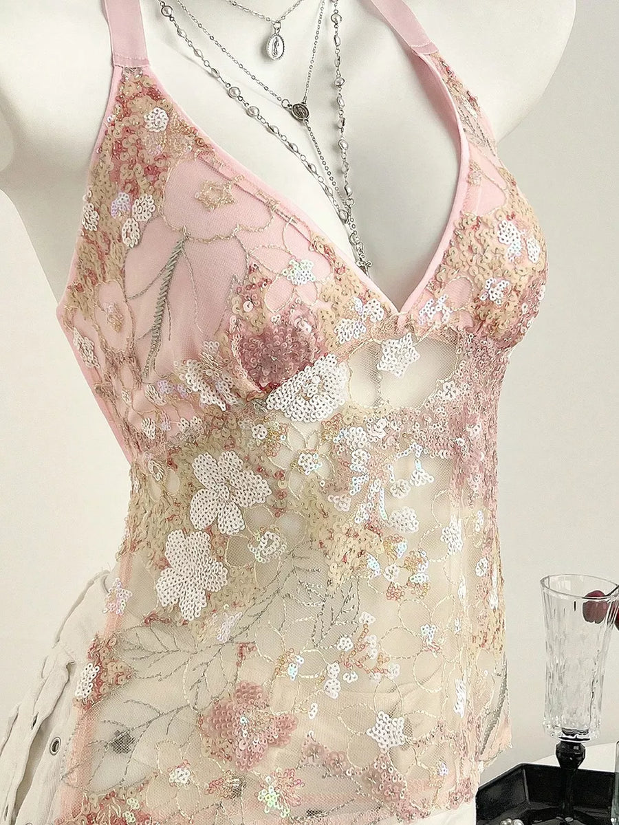 Sequin Halter Neck Cami in this colorway