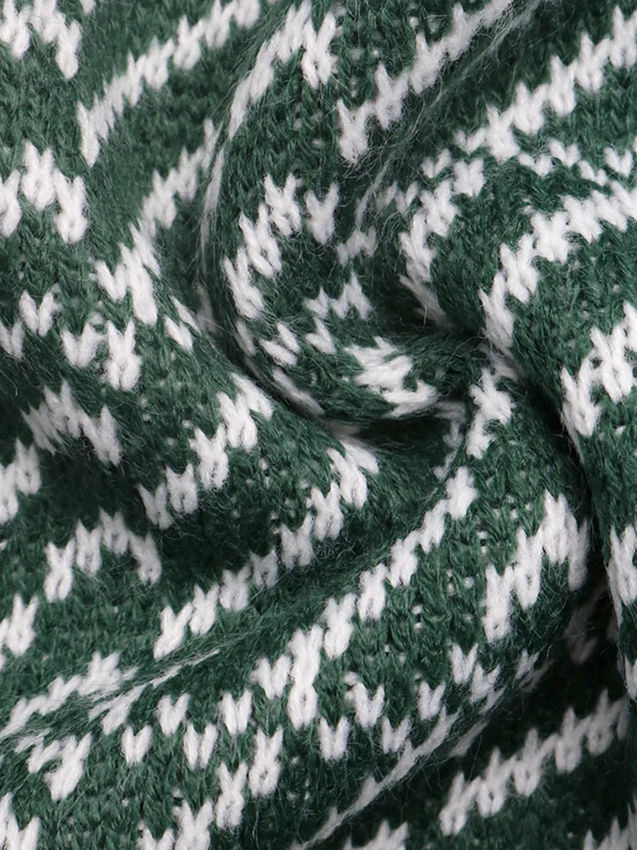Geometric Patterned Collared Sweater option 10