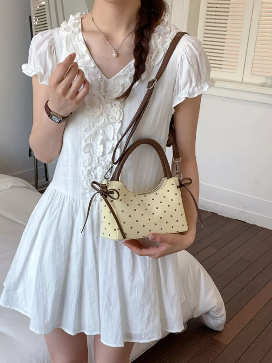 Blue with Polka Dot Mini Crossbody Bag in Blue
