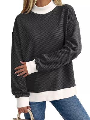 sweatshirt featuring striped in Blue with 95% polyester, 5% elastane Care instructions: Machine wash cold texture
