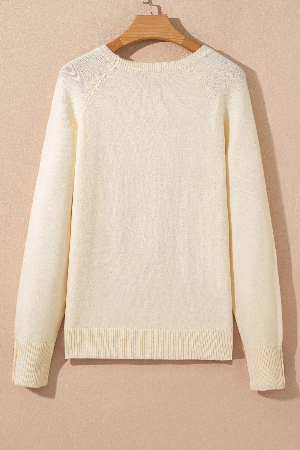 ivory pullover sweater with stretch and long sleeve