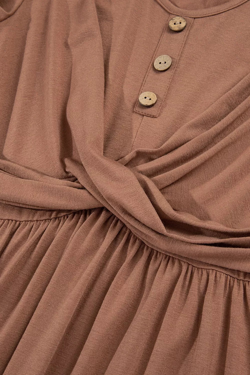 mini dress in brown with buttoned and mini